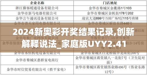 2024新奧彩開獎結(jié)果記錄,創(chuàng)新解釋說法_家庭版UYY2.41