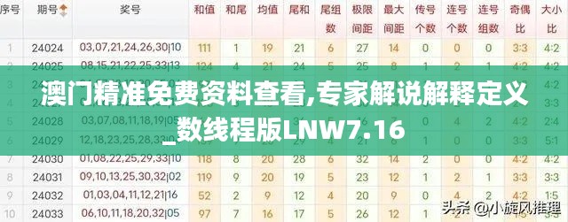 澳門精準(zhǔn)免費(fèi)資料查看,專家解說(shuō)解釋定義_數(shù)線程版LNW7.16