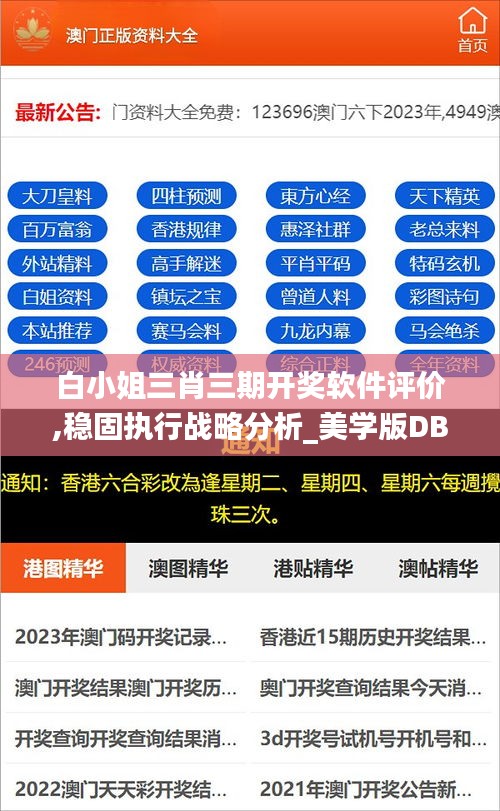 白小姐三肖三期開獎軟件評價,穩(wěn)固執(zhí)行戰(zhàn)略分析_美學版DBN7.85