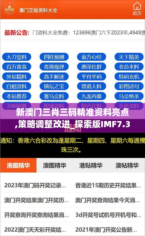 新澳門三肖三碼精準(zhǔn)資料亮點(diǎn),策略調(diào)整改進(jìn)_探索版IMF7.32