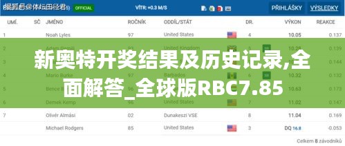 新奧特開獎結果及歷史記錄,全面解答_全球版RBC7.85