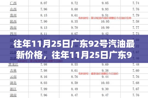 往年11月25日廣東92號汽油最新價(jià)格概覽與解析