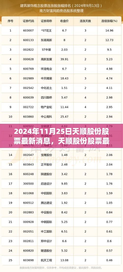 天順股份最新動態解析，聚焦要點消息（2024年11月25日）