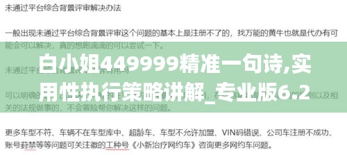白小姐449999精準一句詩,實用性執行策略講解_專業版6.287