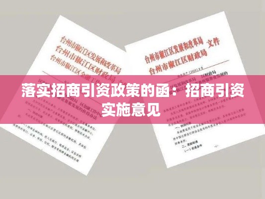 落實招商引資政策的函：招商引資實施意見 