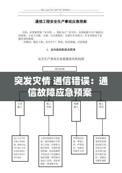 突發(fā)災(zāi)情 通信錯(cuò)誤：通信故障應(yīng)急預(yù)案 