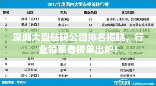 深圳大型砝碼公司排名揭曉，行業領軍者榜單出爐！