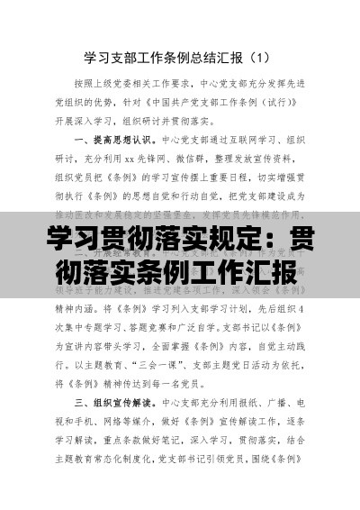 學(xué)習(xí)貫徹落實規(guī)定：貫徹落實條例工作匯報 