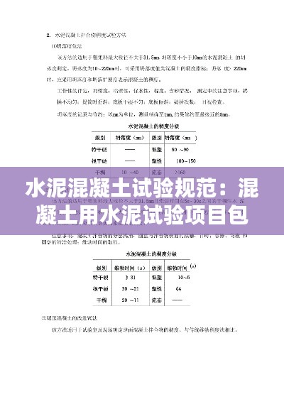 水泥混凝土試驗規范：混凝土用水泥試驗項目包括 