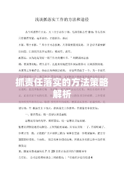 抓責(zé)任落實(shí)的方法策略解析