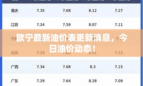 歐寧最新油價表更新消息，今日油價動態(tài)！