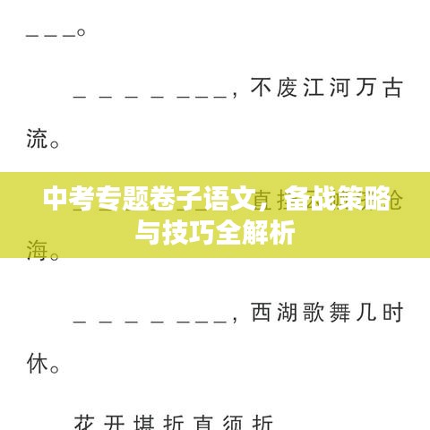 中考專題卷子語文，備戰策略與技巧全解析