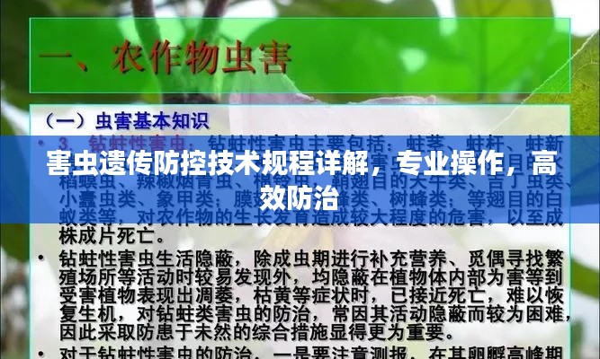 害蟲遺傳防控技術(shù)規(guī)程詳解，專業(yè)操作，高效防治