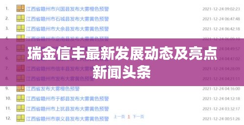 瑞金信豐最新發(fā)展動(dòng)態(tài)及亮點(diǎn)新聞?lì)^條