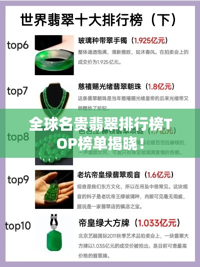 全球名貴翡翠排行榜TOP榜單揭曉！