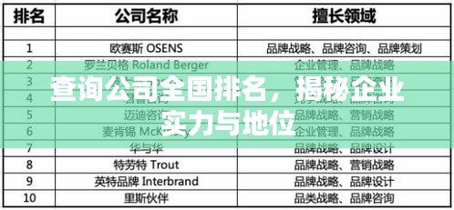查詢公司全國排名，揭秘企業實力與地位