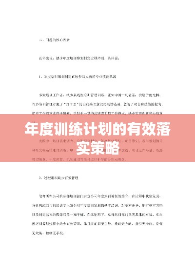 年度訓(xùn)練計(jì)劃的有效落實(shí)策略