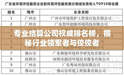 專業(yè)結(jié)算公司權(quán)威排名榜，揭秘行業(yè)領(lǐng)軍者與佼佼者