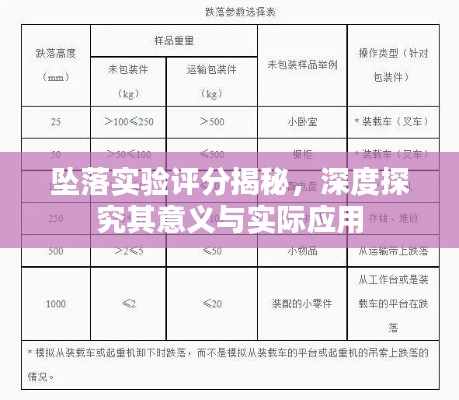 墜落實驗評分揭秘，深度探究其意義與實際應用