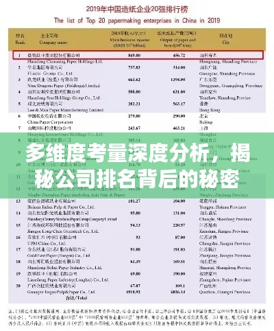 多維度考量深度分析，揭秘公司排名背后的秘密！