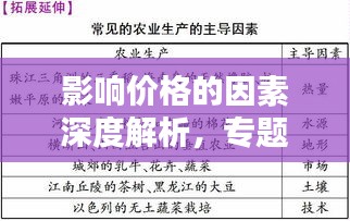影響價格的因素深度解析，專題復習全攻略